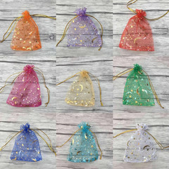 50PCS Moon Star Organza Drawstring Gift Bags Jewelry Favor Pouches NEW