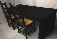 8′ Fitted Polyester Tablecloth OPEN BACK Table Cover Booths Trade Show DJ Black
