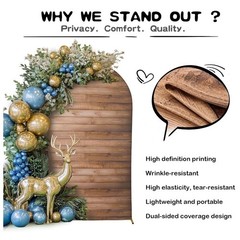6FT Wood Arch Backdrop Cover Spandex Stretch Chiara Stand Cover Brown Wood NEW