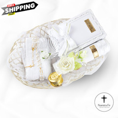 5 Pcs White Baptism Candle Set for Girls and Boys – Velas para bautizo