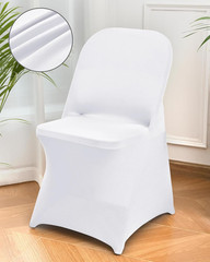 10 Packs White Spandex Stretch Folding Chair Covers for Wedding Party,Universal