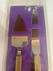 Wilton Vintage Glamour Cake Knife and Server Set Gold Rhinestones discontinued