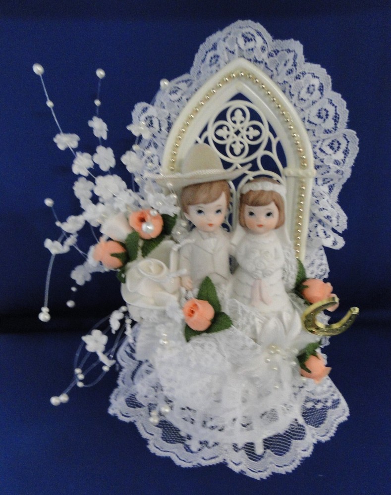New Western Bride & Groom & Cowboy Hat, Chapel Window, Wedding Caketop, #119