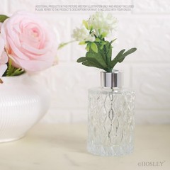 Hosley Set of 4 Mid Century Modern Glass Diffuser Bottles 4 4″ High, Silver