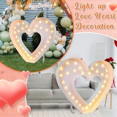 4FT Marquee Large Light up Decoration, Balloon Frame with Bulb Light Heart