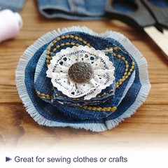For Uxcell Denim Ribbon, 6 Rolls 1.5»×2 Yard Frayed Fringe, Dark Blue