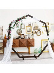 7.2FT Wooden Wedding Arch Geometric Arbor Backdrop Rustic Boho Party Decor