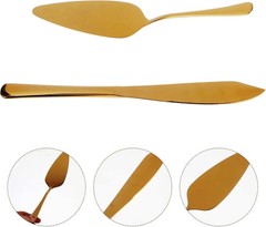 Wedding Cake Cutting Set Elegant Knife Server Pie Cutter Spatula Gold
