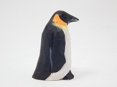 Penguin Cake Topper Bride Groom Love Bird Winter Wedding Carved Wood Statue