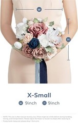 Ling’s Moment 9″ Wedding Bouquet for Bride, Bridesmaid’s Bouquet, NO RIBBONS!