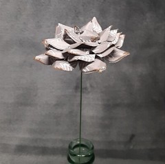 Handmade Paper Flower on stem (Gray Pattern No.5) for Wedding, St. Valentine’s