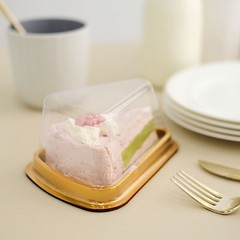 50 Gold Clear Triangle Cake Slice Boxes Plastic Wedding Favor Holders Events