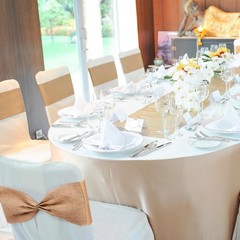 48 Pcs Burlap Stretch Chair Sashes Linen Spandex Bow Chair Bands Ties Dining for
