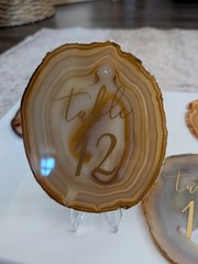 Agate Wedding Table Numbers Set Polished Finish Mixed Colors Centerpiece