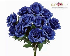 12 Artificial 4″ Open Roses Silk Flowers Wedding Bouquets Centerpieces Fake Faux