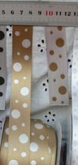 Embroidered Random Spots GOLD & PEARL 100% Poly 5 Metre 23mm W Cherry BLD14