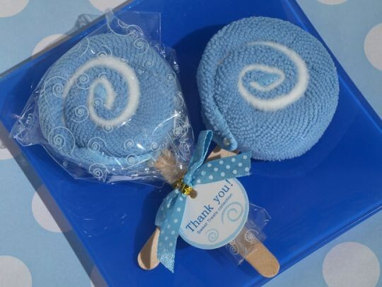 Sweet Treats Collection Blue Lollipop towel favor. 100PSC