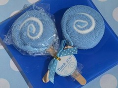 Sweet Treats Collection Blue Lollipop towel favor. 100PSC