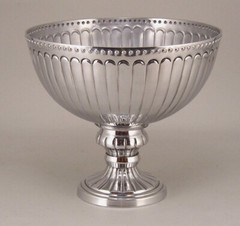 Compote Bowl Vase Polished Aluminum Fluted Pedestal 10″Dia 8.75″High