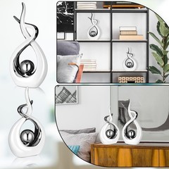 Modern Ceramic Table Decor Set – 2 Pcs Centerpieces for Home & Office, White & S