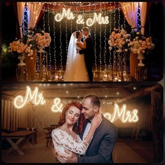 25×7 Inches Mr and Mrs LED Neon Sign – Perfect for Wedding & Reception Decor