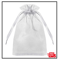 100PCS Premium Sheer Organza Bags, White Wedding Favor Bags with Drawstring, 4×6