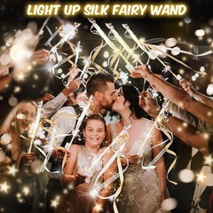 Magical 58 PCS Silk Fairy Wands with Lights & Ribbons for Unforgettable Events