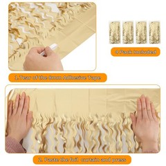 4 Pack Wavy Champagne Gold Metallic Tinsel Foil Fringe Curtains Backdrop – 3….