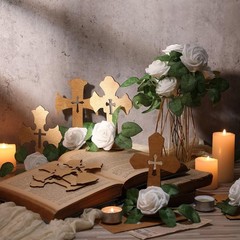 16 Sets Wooden Crosses for Crafts Baptism Centerpieces for Tables Standing Wo…