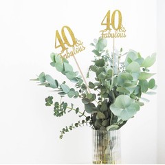 Fabulous 40 Centerpiece Sticks, 10 Pcs Gold 40th 3.9 inches x 14 inches,
