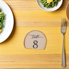 10Pcs Natural Wood Rustic Table Numbers Semi Circle Signs for Wedding Reception