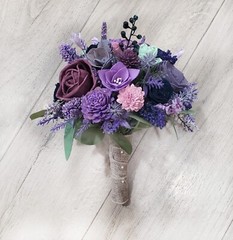 Wildflower Bridal Bouquet Purple Plum Lavender Sola Wood Flower Navy Bridesmaid