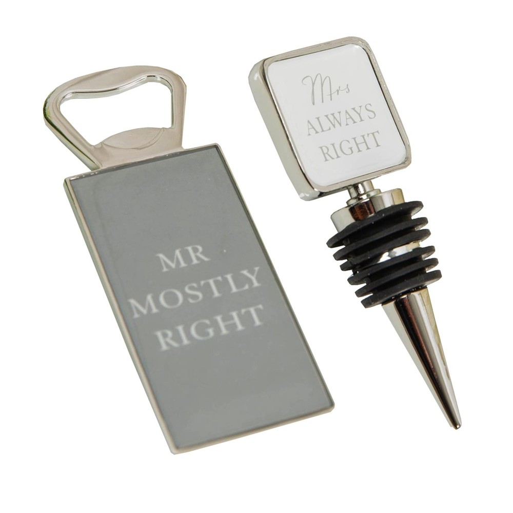 Wedding Bottle Stop and Opener Set – Mr and Mrs