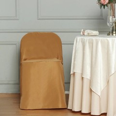 50 Gold Polyester FOLDING Flat CHAIR COVERS Wedding Party Banquet Decorations