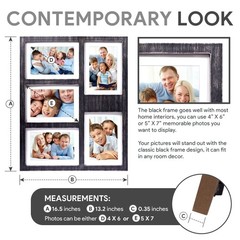 GLM 4×6 or 5×7 Collage Picture Frames for Wall, Holds 5 Photos with Glass & M…