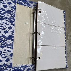Vtg Blue White Floral Lace Photo Album 3-Ring Binder Grannycore Cottage-core