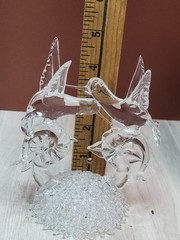 Vintage Spun Glass Hummingbirds Figurine Wedding Cake Topper Murano Style Birds