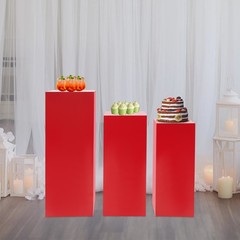 3 Pcs Metal Display Pedestal Stands, Display Pillars For Birthday Party Wedding