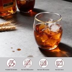 40 Pack 12oz Plastic Stemless Wine Glasses wihth Disposable 40-Pack Gold Rim
