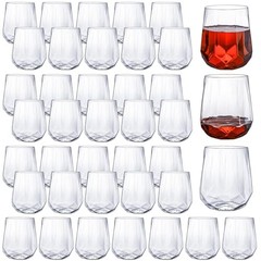 40-Pack Plastic Stemless Wine Glasses, 12 Oz Unbreakable Plastic Drinking