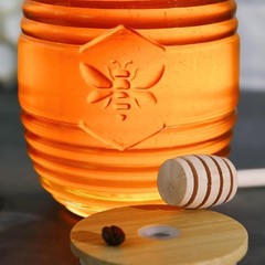 Kate Aspen 24oz. Bee Hive Shaped Honey Glass Mason Jar with Two Large, Clear
