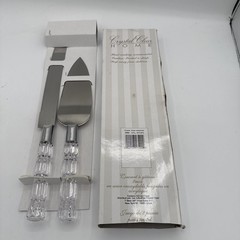Crystal Clear Home 2 Piece Acrylic & Stainless-Steel Cake Serving Set New W/ Bx