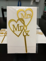 Set of 8 Gold Acrylic Wedding Cake Toppers Bridal Shower Anniversary New