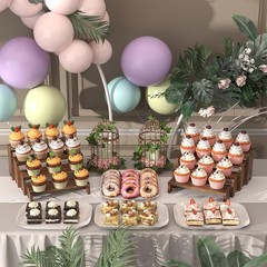 Vecxoty 2 Set Wooden Tiered Risers Display Stands For Vendor Eventsstackable