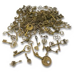 150 Pcs Vintage Skeleton Key Set Charms DIY Pendant for Jewelry Antique bronze