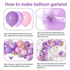 Purple Pink Butterfly Balloon Garland Arch Kit, 12 inches,