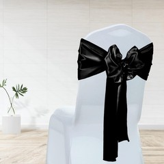 5 Pack Black Satin Table Runner 12 x 108 Inches Long, Bright Satin Silky Smoo…