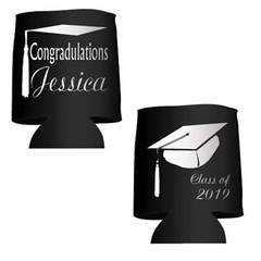 Custom Graduation Can Cooler- Congratulations Custom Name and Class Year (Black)