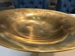 Brass Finish Metal Bowl Compote Base Candle Holder Center Piece Table Decor 12″