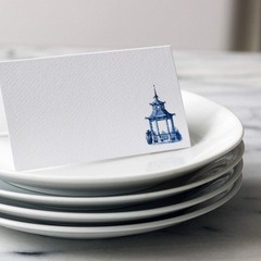 25 PCS Place Cards Blue White Gazebo Pagoda Wedding Table Tent Style